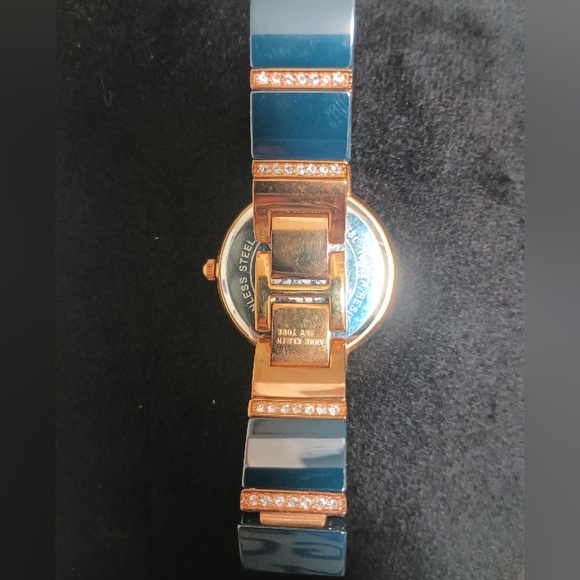 Anne Klein VD78L Turquoise Diamond Studded Watch - Picture 4 of 5